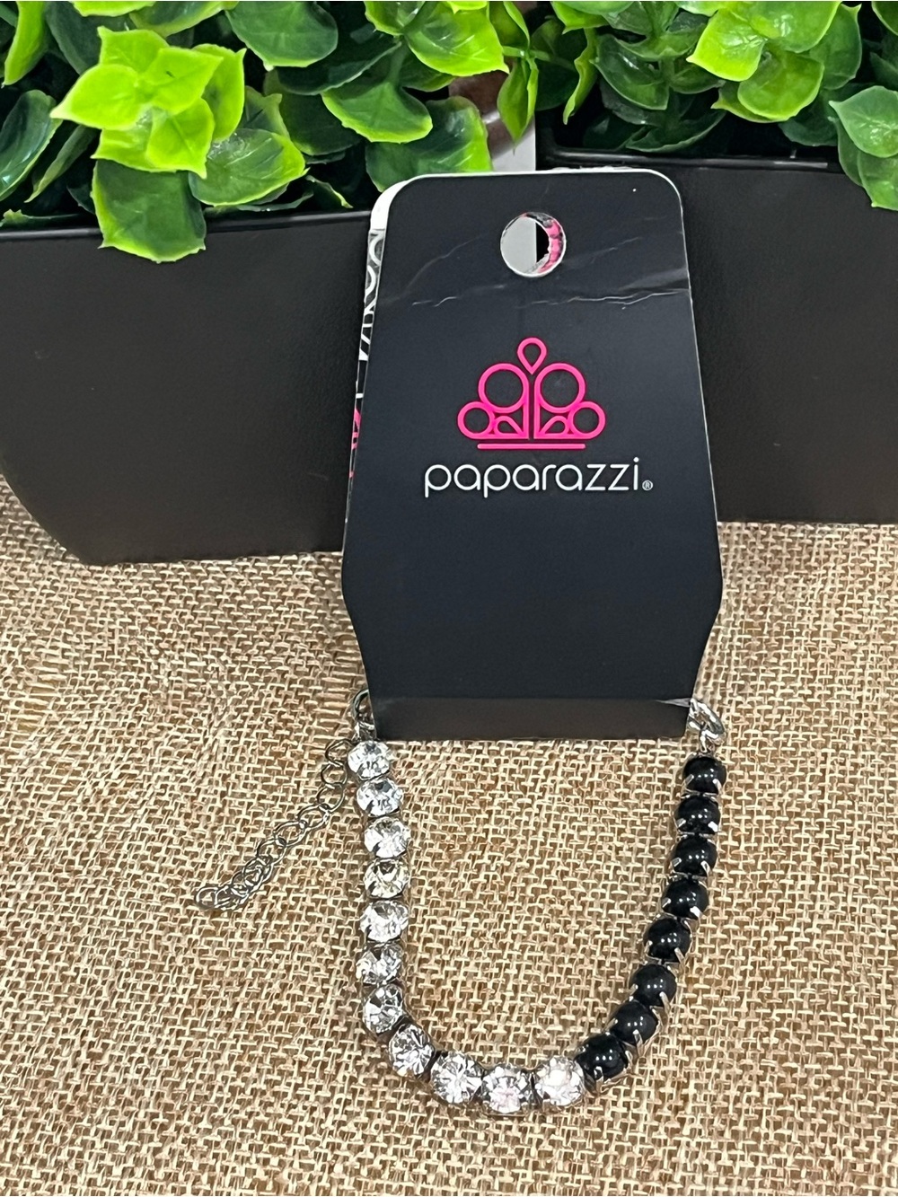 paparazzi Black and Silver Sparkle Bracelet
